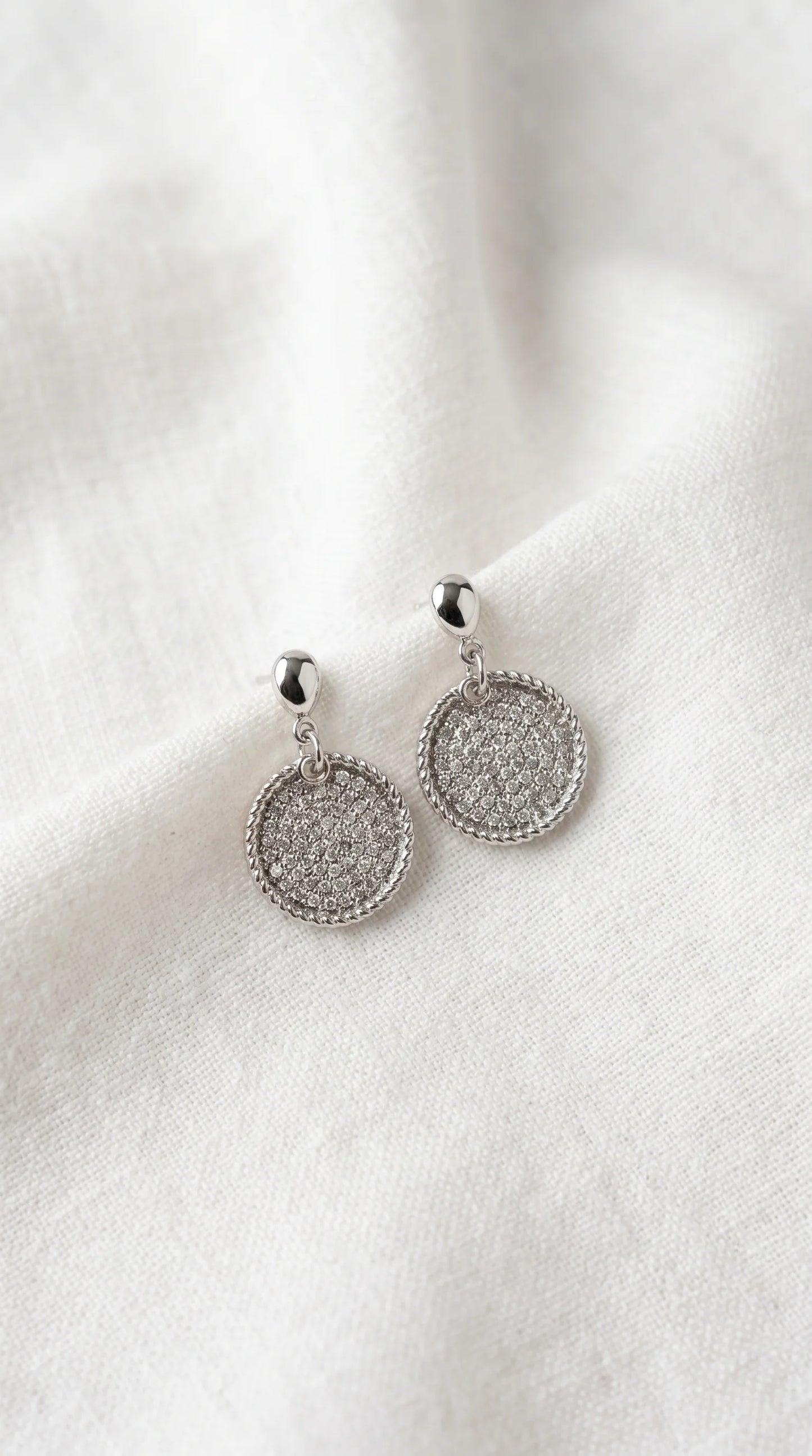 Silver Diamante Circle Dropper Earring
