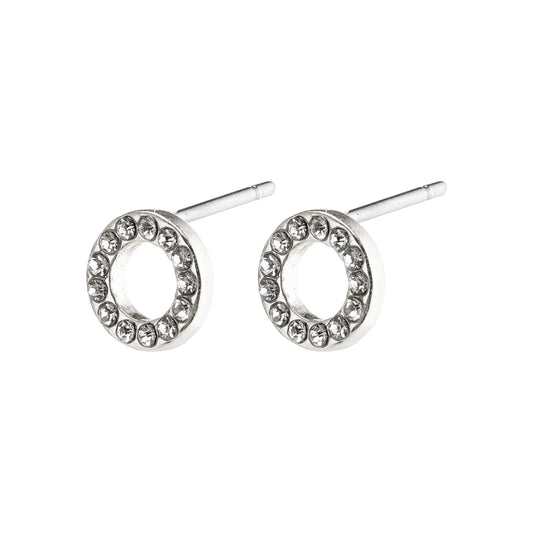 Tessa Silver Plated Crystal Halo Stud Earrings