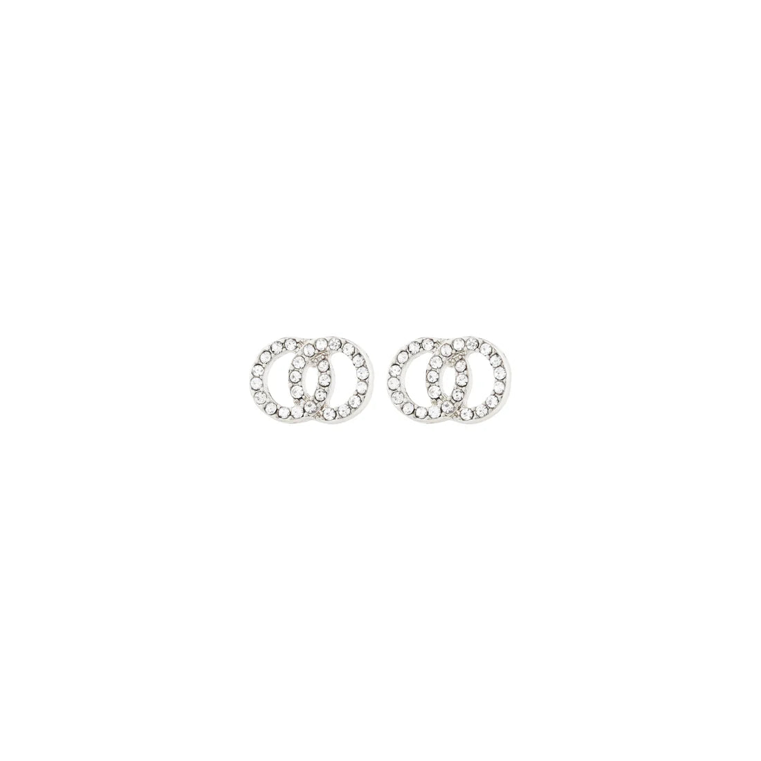 Jolina Intertwined Halo Silver Plated Stud Earrings