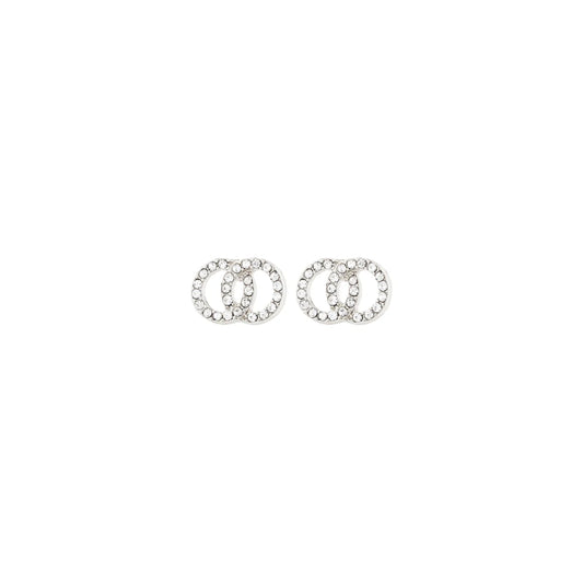 Jolina Intertwined Halo Silver Plated Stud Earrings
