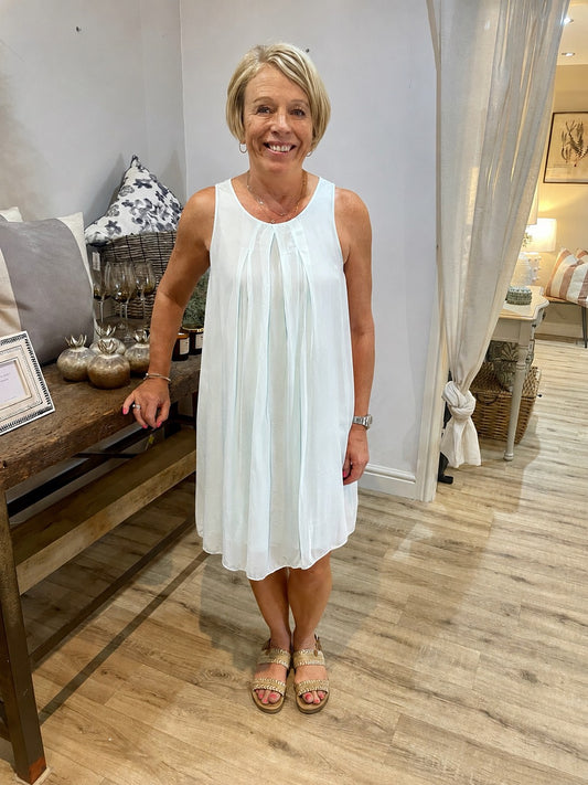 Mint Silk Sleeveless Dress