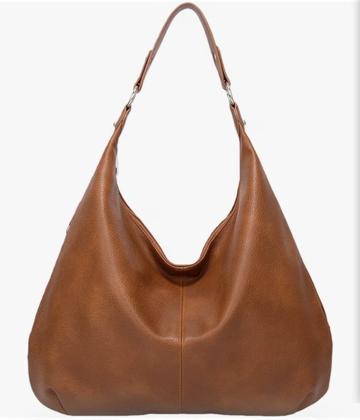 Tan Faux Leather Shoulder Tote Bag