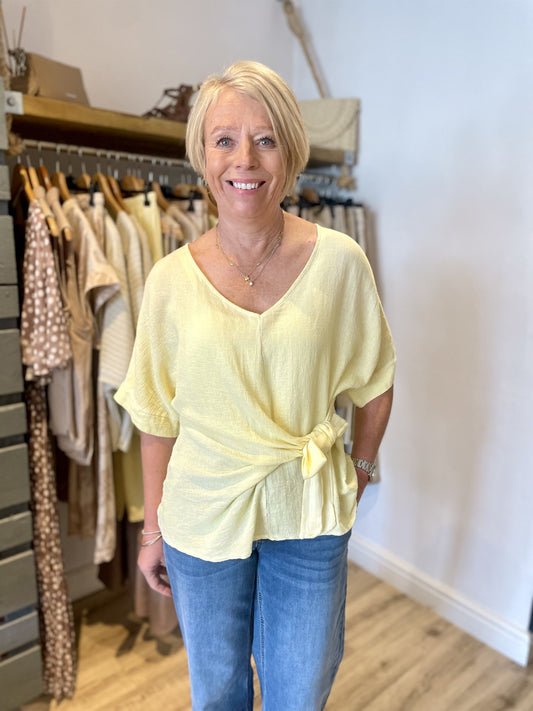 Lemon Tie Side Hessian Top