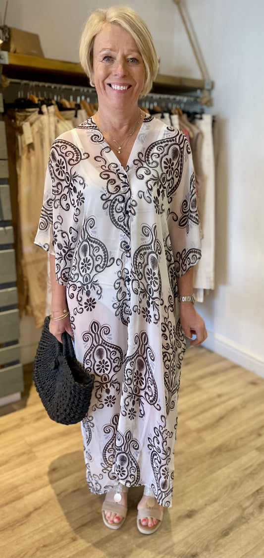 Black & White Patterned Natala Kaftan