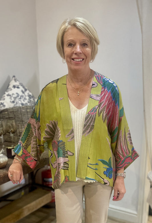 Crane Olive Kimono