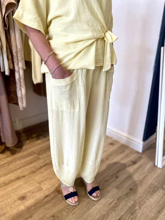 Lemon 2 Pocket Hessian Trouser