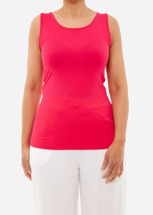 Raspberry Plain Round Neck Vest Top