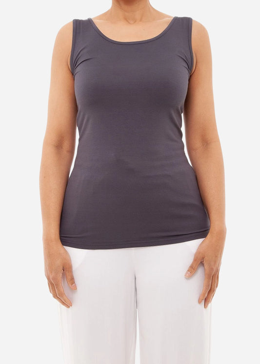 Slate Plain Round Neck Vest Top