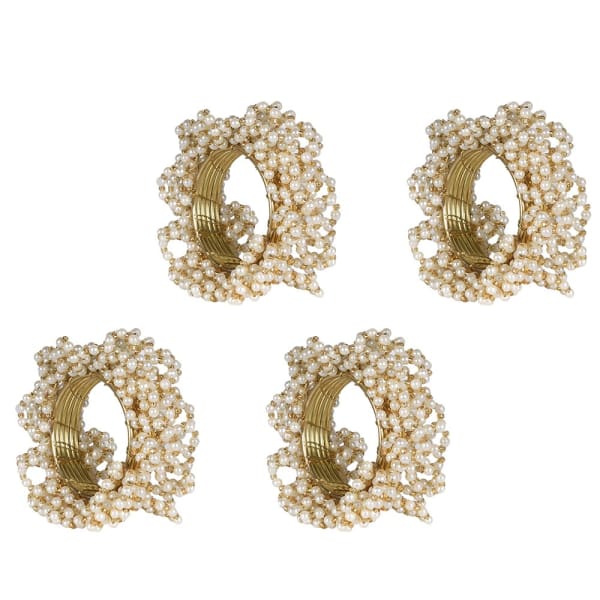 Set of 4 Pearl Beaded Napkin Rings