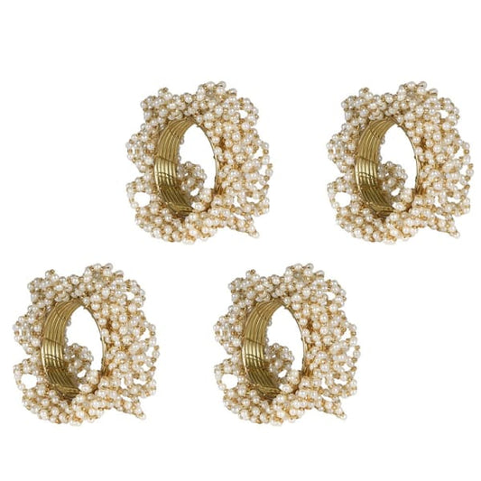 Set of 4 Pearl Beaded Napkin Rings