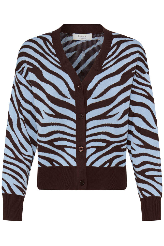 Brown & Aqua Animal Print Morla Jacquard Cardigan