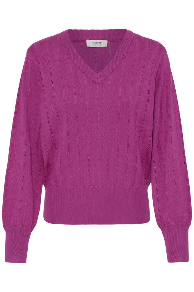 Fuchsia Morla V Neck Pointelle Jumper