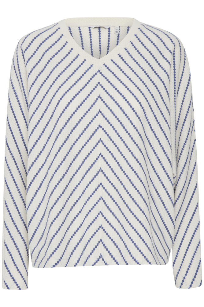 Runi Navy Striped Batwing Jumper