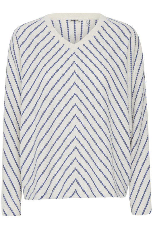 Runi Navy Striped Batwing Jumper