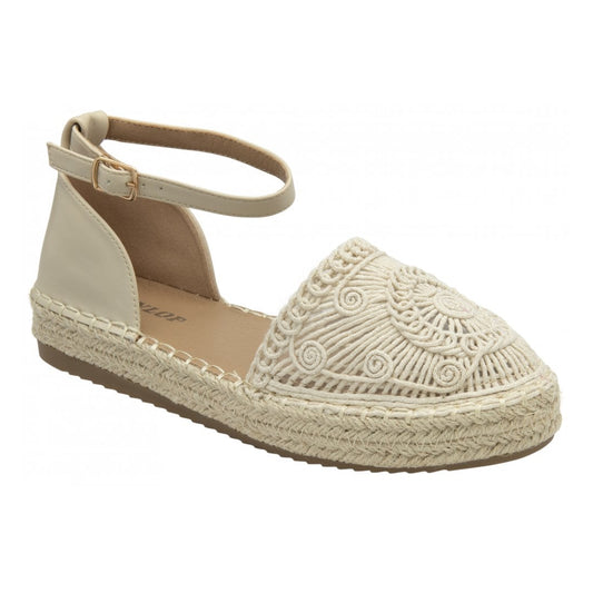 Cream Textile Roisin Flat Espadrille Sandals | Dunlop