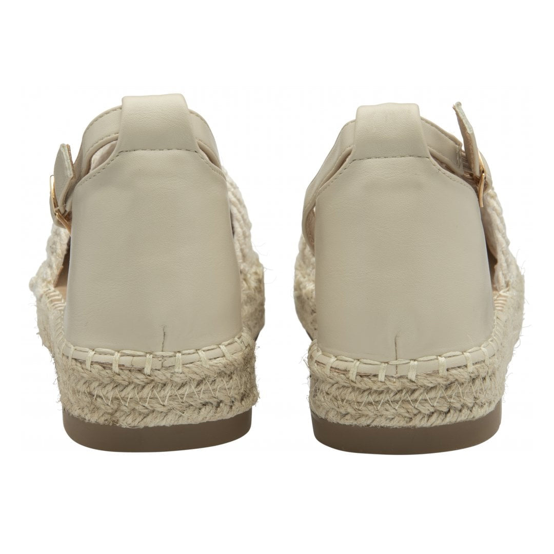 Cream Textile Roisin Flat Espadrille Sandals | Dunlop