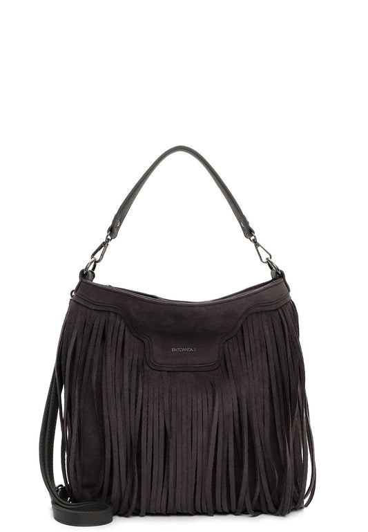 Hedda Grey Faux Suede Tassel Bag