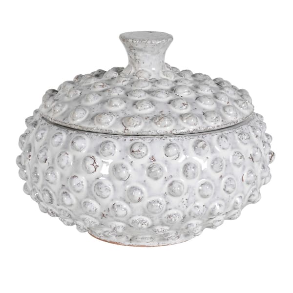 Off White Ceramic Jar with Lid