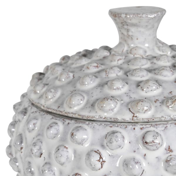 Off White Ceramic Jar with Lid
