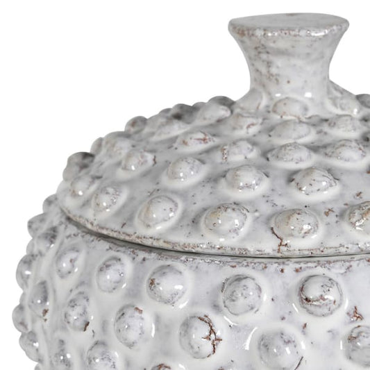 Off White Ceramic Jar with Lid