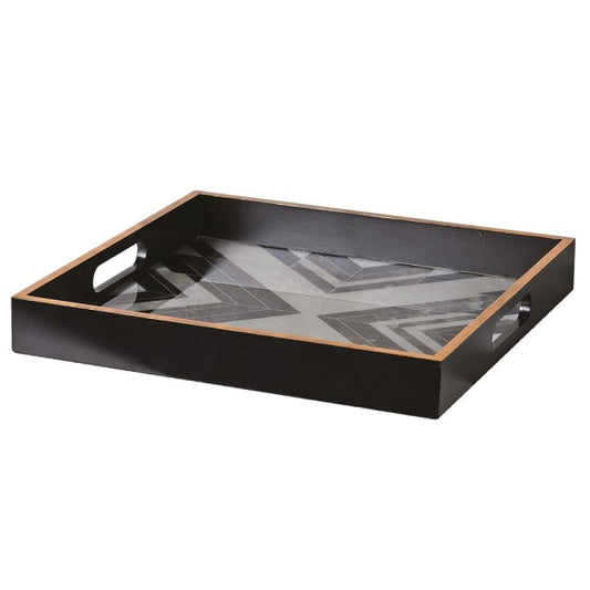 Black and White Square Marbled Tray