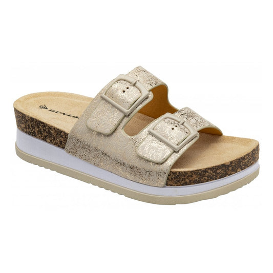 Light Gold Fern Open-Toe Mule Sandals | Dunlop