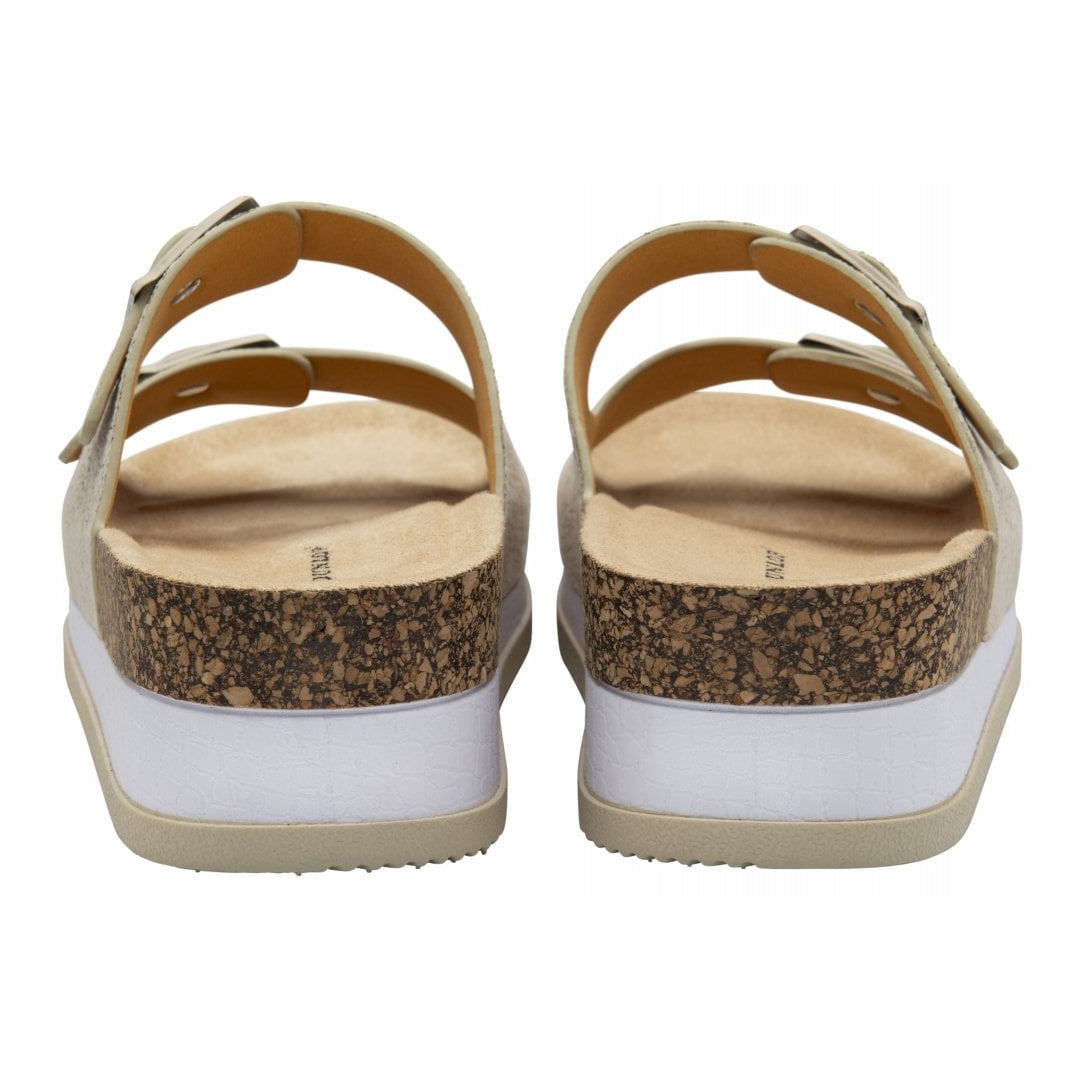 Light Gold Fern Open-Toe Mule Sandals | Dunlop
