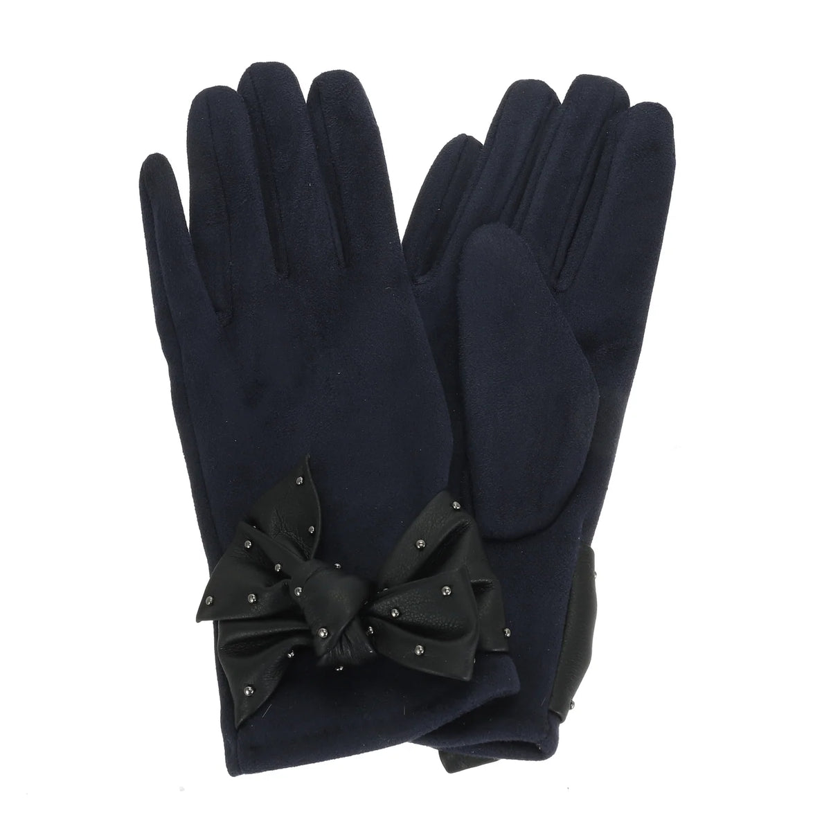 Navy Bow Detail Gloves