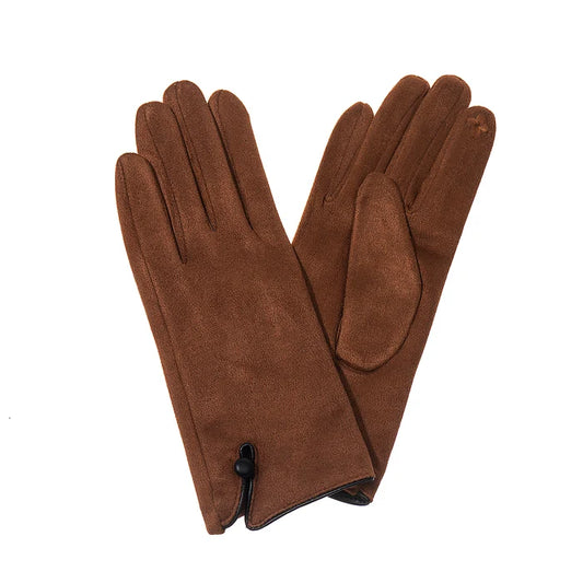 Dark Tan Button Gloves