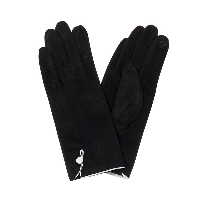 Black Gloves with White Button