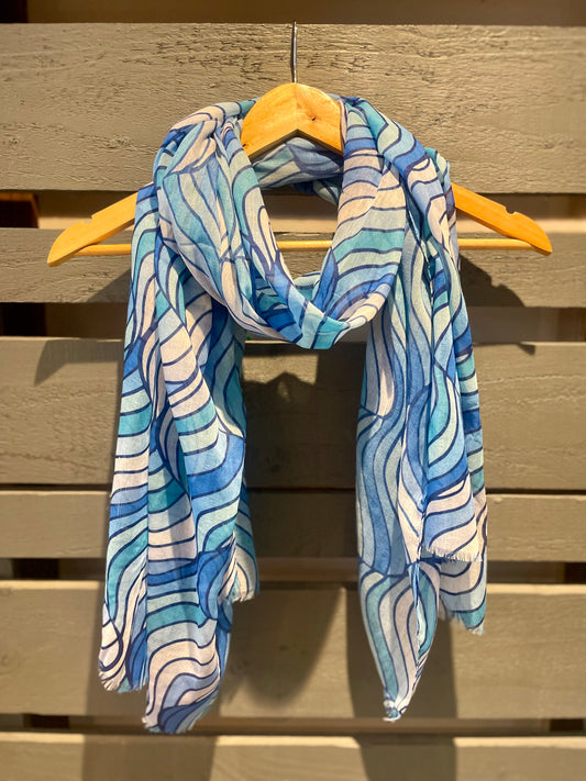 Blue Patterned Scarf