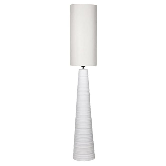 White Tapered Floor Lamp with Linen Shade - 1800mm