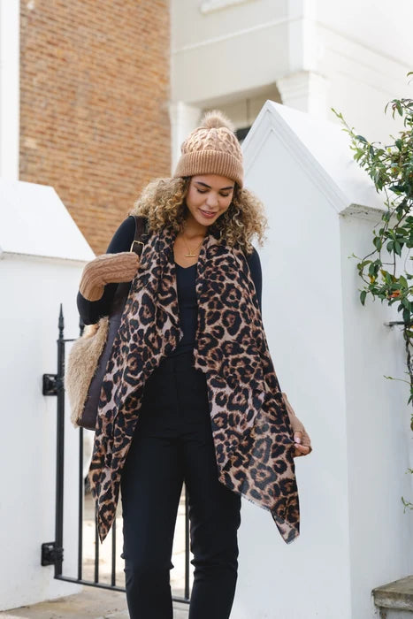Mocha Leopard Print Scarf