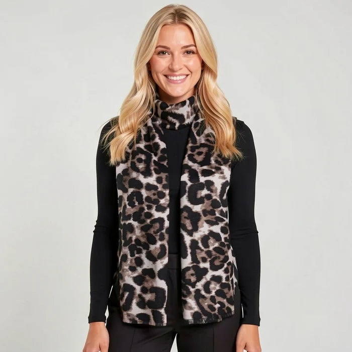 Cream Leopard Print Scarf