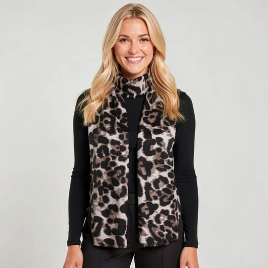 Cream Leopard Print Scarf