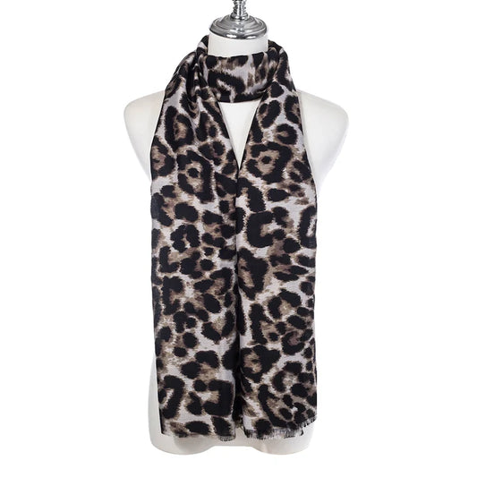 Cream Leopard Print Scarf