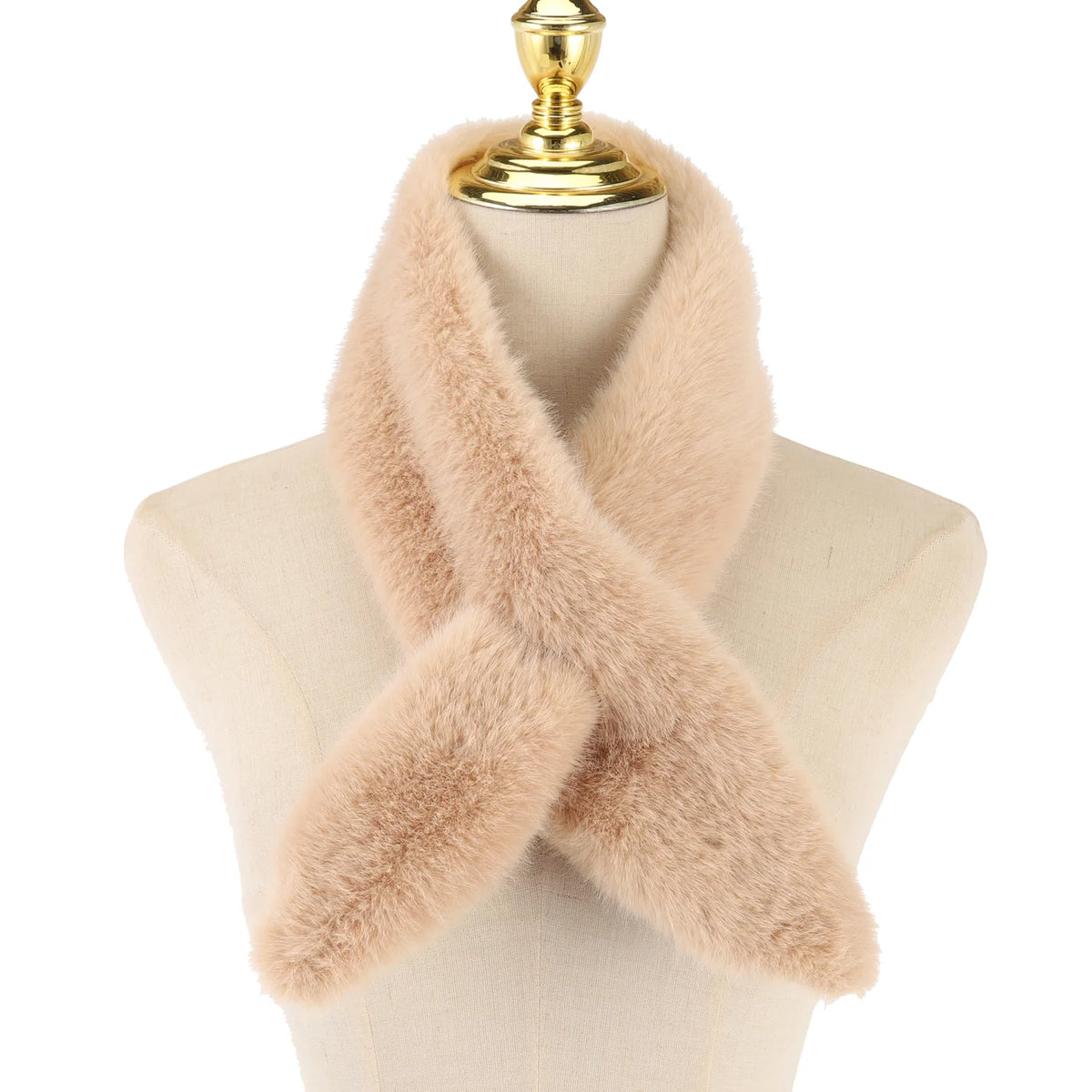 Taupe Faux Fur Silky Lined Neck Scarf