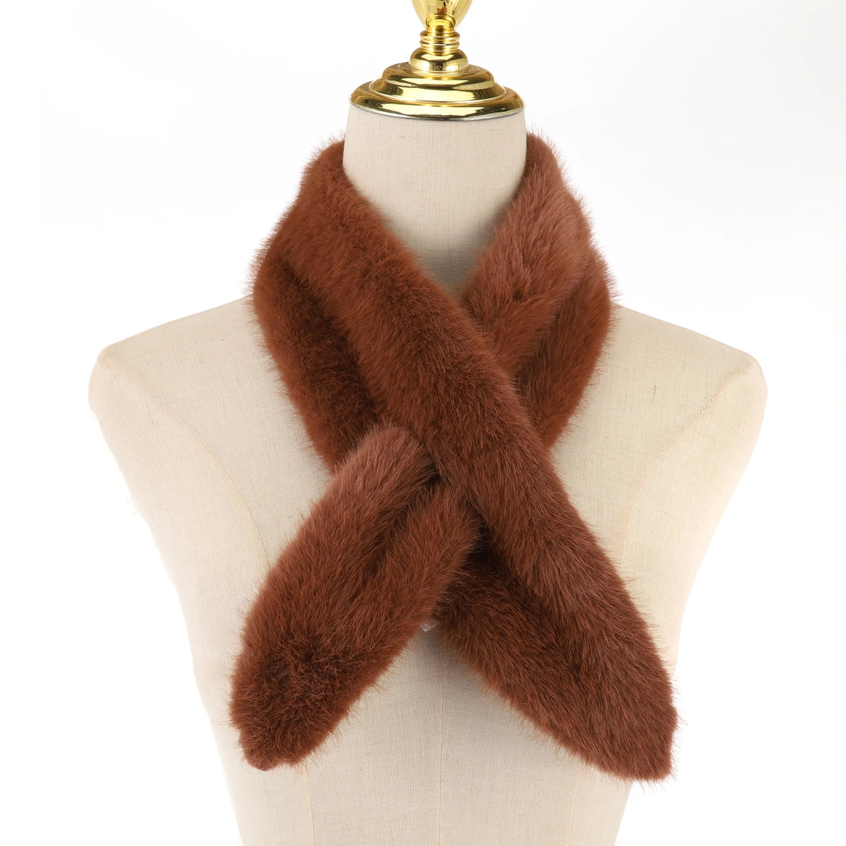 Toffee Faux Fur Silky Lined Neck Scarf