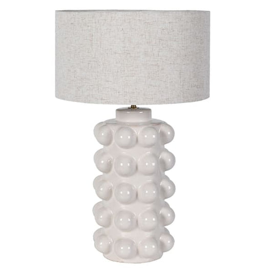 White Bobble Lamp with Linen Shade