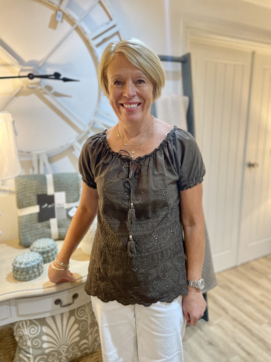 Chocolate Broderie Anglaise Top