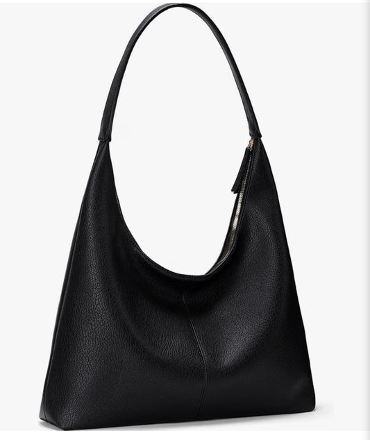 Large Black Vegan Leather Tote Bag