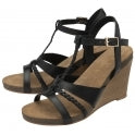 Black Leather Ardo Wedge Sandals