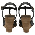 Black Leather Ardo Wedge Sandals