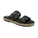 Black Leather Levens Flat Mule Sandals