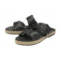 Black Leather Levens Flat Mule Sandals