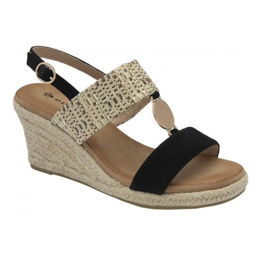 Black Giana Wedge Open-Toe Sandals | Dunlop