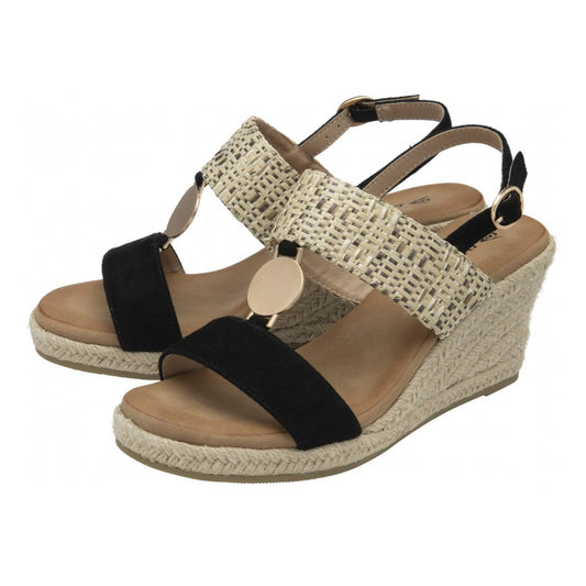 Black Giana Wedge Open-Toe Sandals | Dunlop