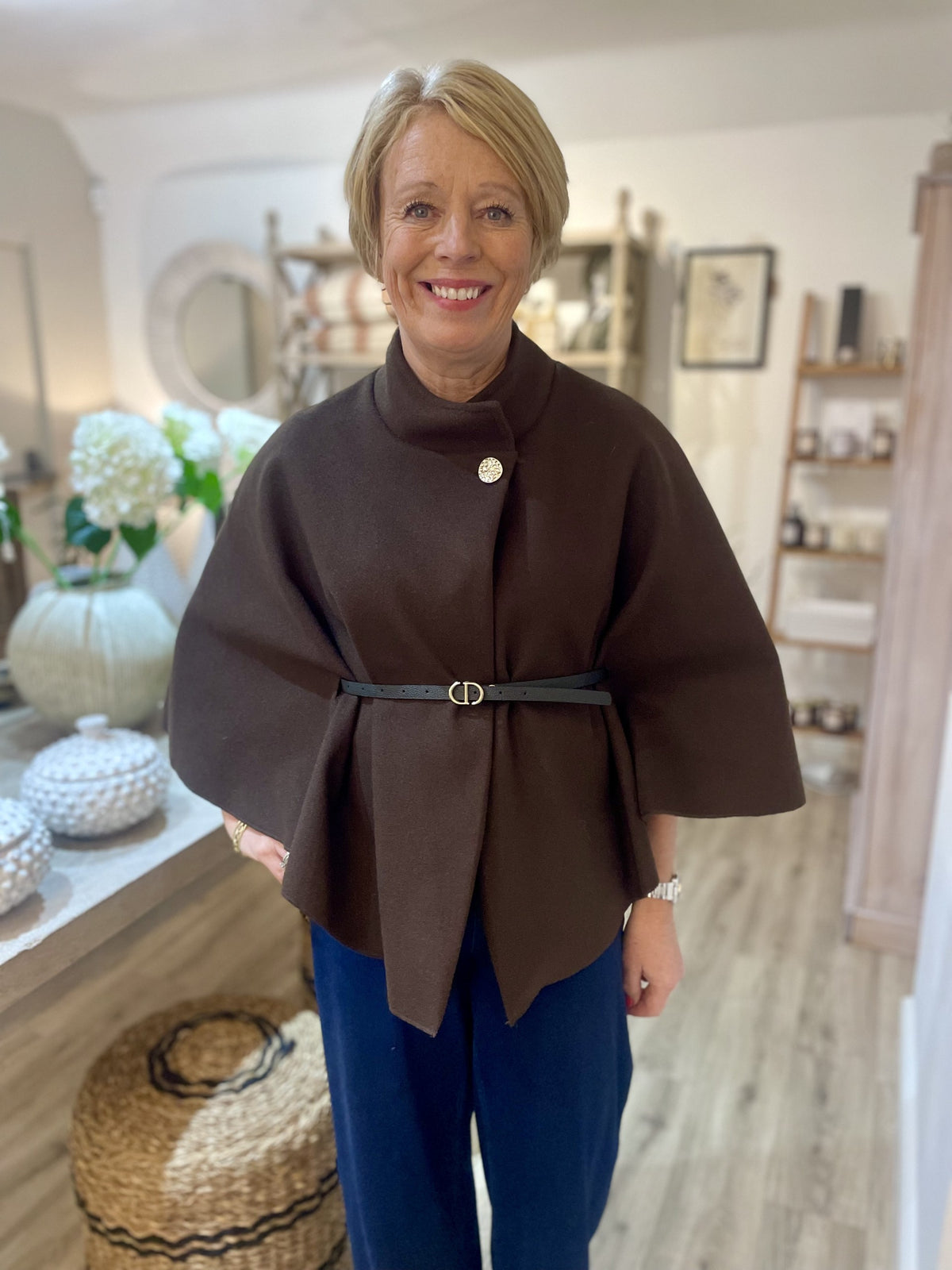 Chocolate Brown Belted Cape