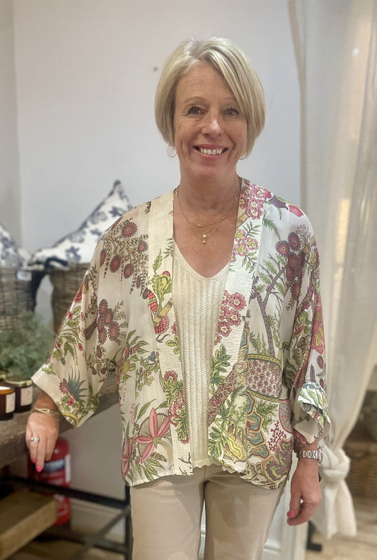 Boho Garden Ecru Kimono