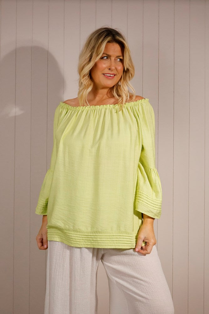 Lime Off the Shoulder Blouse